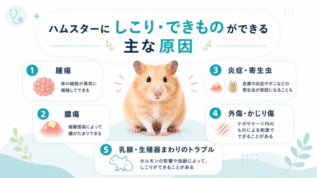 ハムスターにしこり・できものができる主な原因